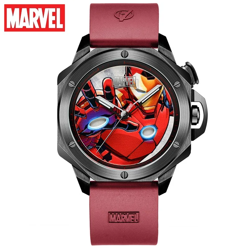 Marvel For Mens Watches Avengers Iron Man Casual Japan Miyota Quartz Wristwatch Coated Glass 50m Waterproof Steel Military Clock