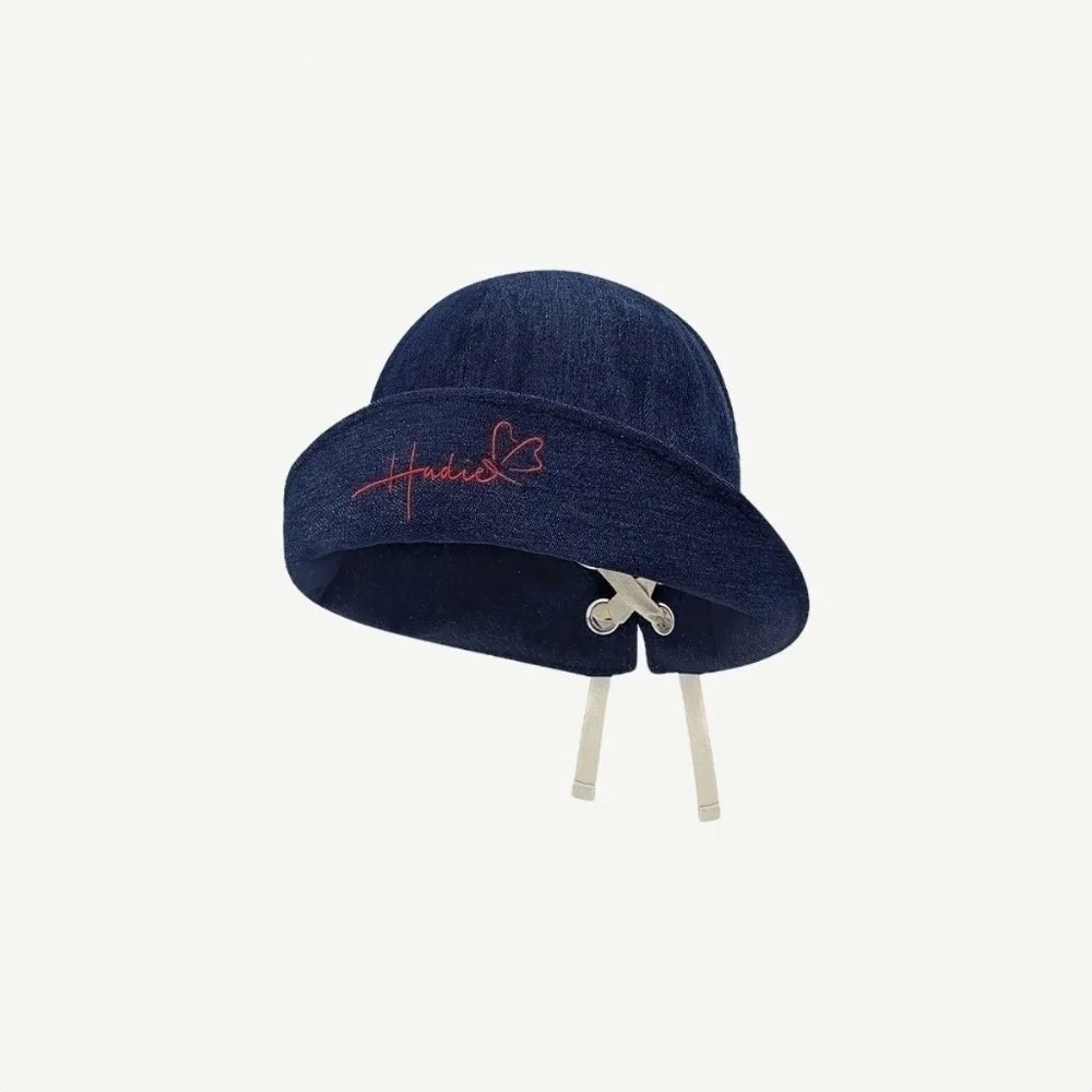 Gorra de pescador vaquera coreana Vintage, gorra de pesca vaquera Y2k versátil, pajarita, sombrero con protección solar dulce para mujer