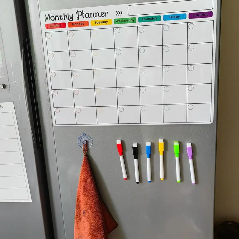 Calendário Magnetic Whiteboard para geladeira, Dry Erase Board, planejador semanal reutilizável, Notepad, Novo