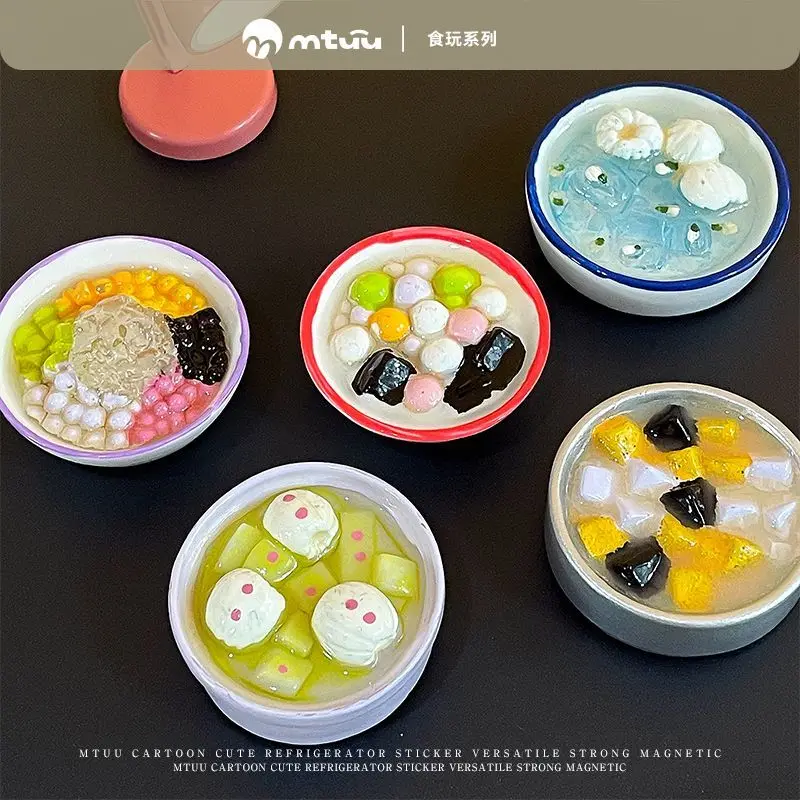 Cute Magnetic Refrigerator Stickers Summer Desserts Fruits Yogurt Food Magnetic Ornaments Message Stickers  Home Decorations