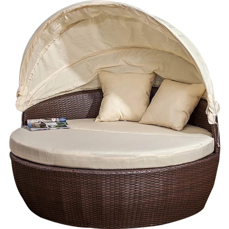

Outdoor leisure balcony sofa bed beach hotel bed lazy recliner furniture indoor and outdoor rattan round bed