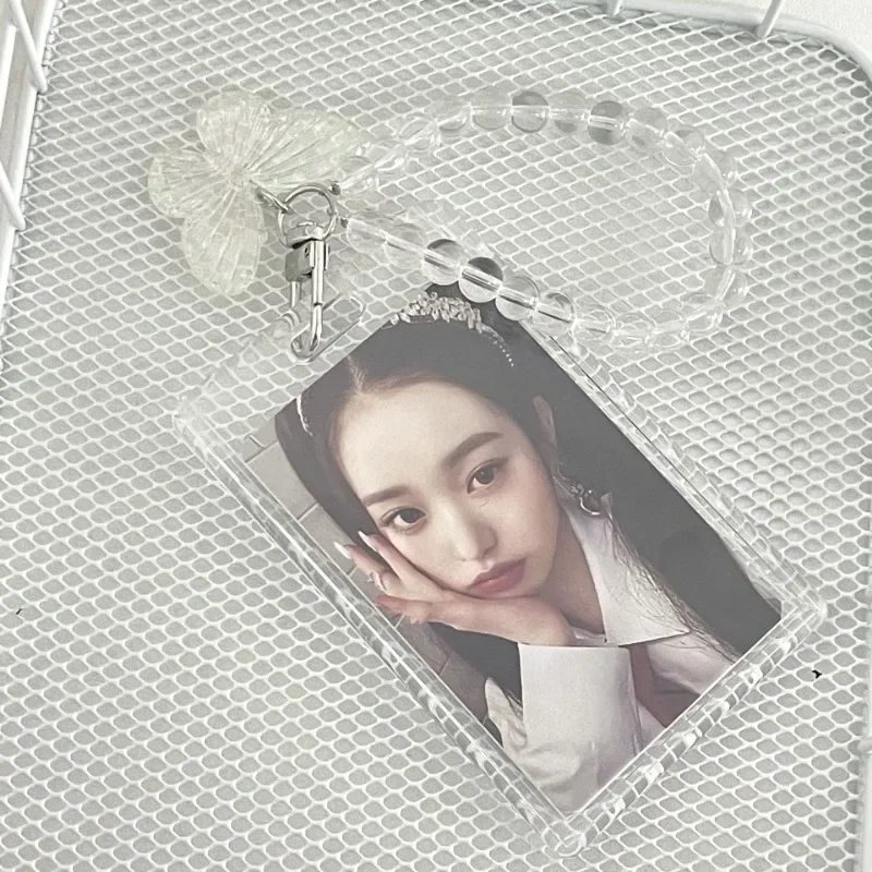 Crystal Butterfly 3 Inch Acrylic Card Holder Photocards Display Credit ID Bank Card Protective Case Keychain Pendant Fashion