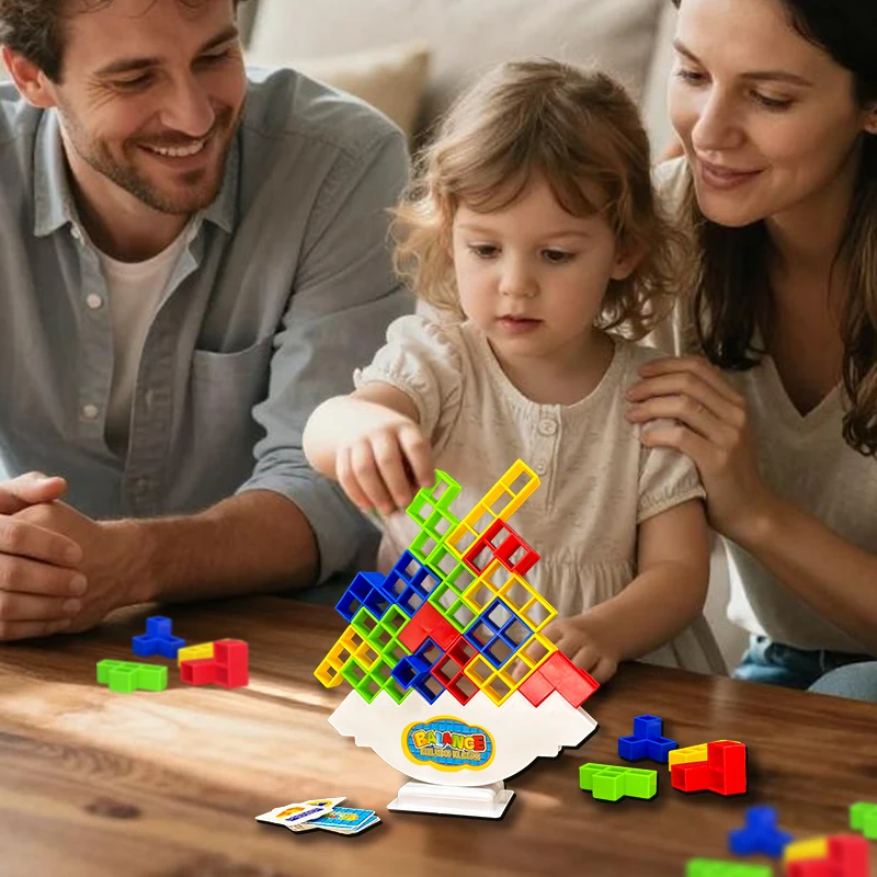 64PCS Building Blocks Bricks Toy Puzzle Block Balance Stacking Tetris Tower Tabletop Game For Party Family Gift For Adult & Kids