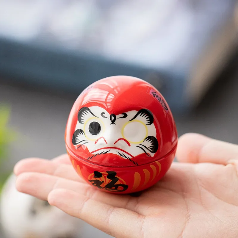 Japanese Ceramic Daruma Crafts Cartoon Lucky Cat Fortune Ornament Landscape Home Decor Accessories Gifts Living Room Decoration