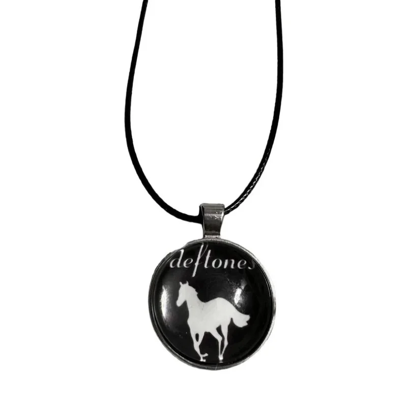 Handmade deftones white pony pendant necklace