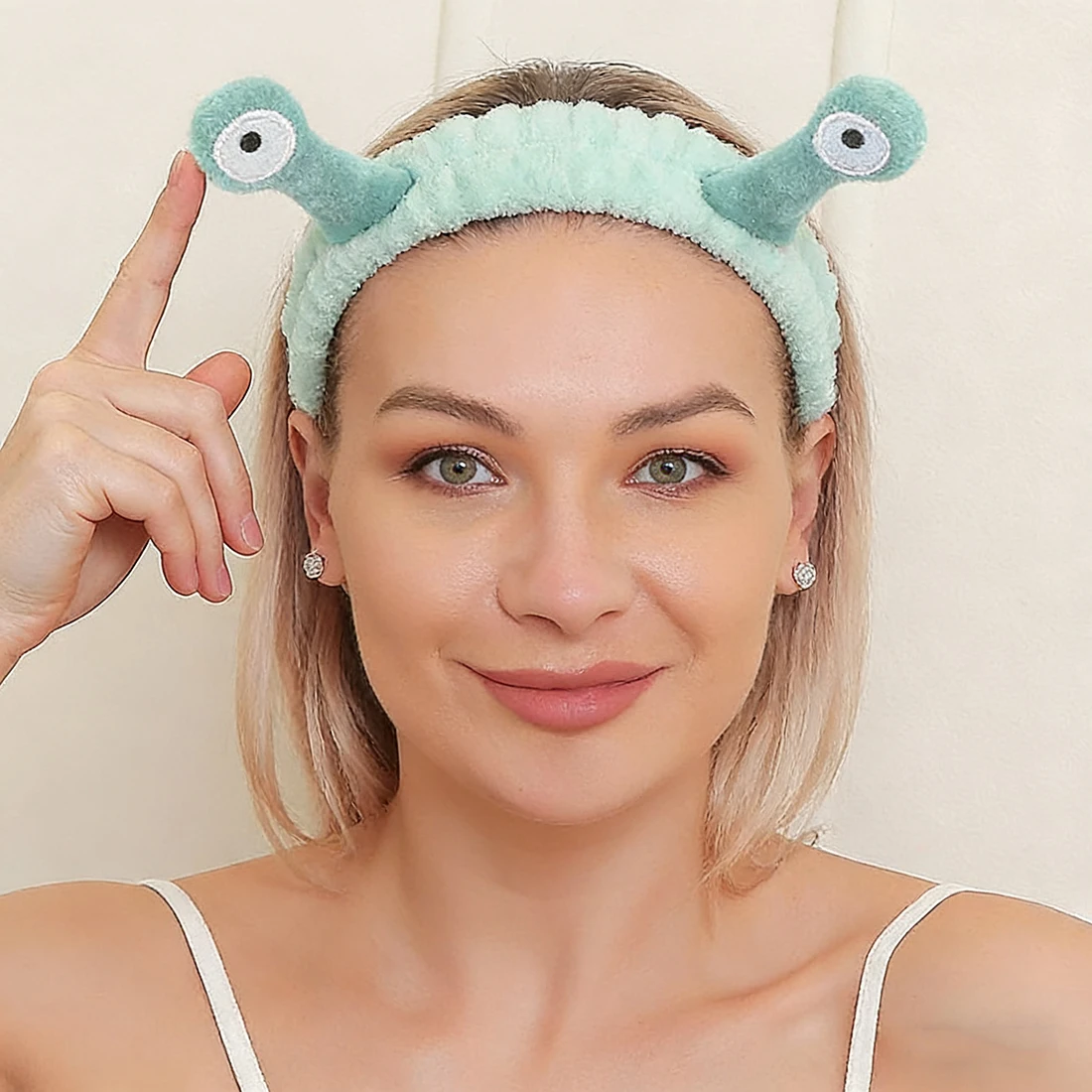 Cute Cartoon Snail Headbands for Women Girls Xmas Gift- Coral Elastic Shower Spa Hairband for Washing Face, Skincare Headbands