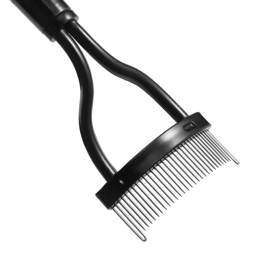 Denti in metallo nero Pettine per ciglia Forma curva Maniglia facile da tenere Finitura mascara naturale Strumento per trucco Pennello per toelettatura sopracciglia