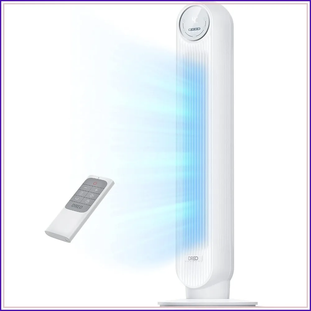 2026 Upgraded DC Motor Tower Fan, 28ft/s High Velocity, 20dB Quiet, 8 Speeds 4 Modes, 90° Oscillating Bladeless Fan for Bedroom, Remote