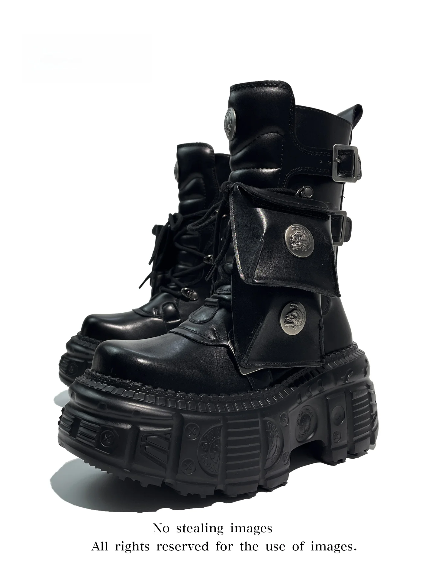 

Mib'Vias Original Cyber Dark Thick Bottom Boots Women's Spicy Shortie Motorcycle Boots Tactical Bag High Heel round Toe