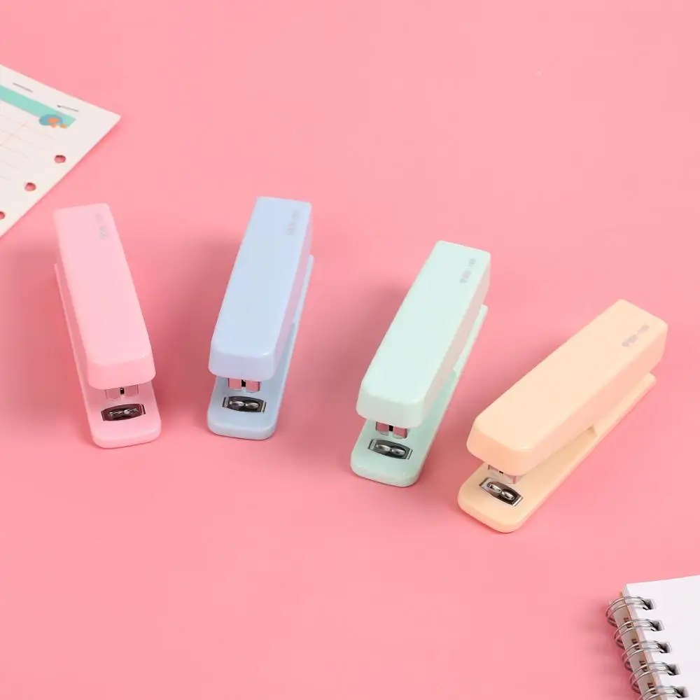 Cute Macarons Color Stapler Creative Pure Color Binding Machine Give Staples Kawaii School Office Supplies