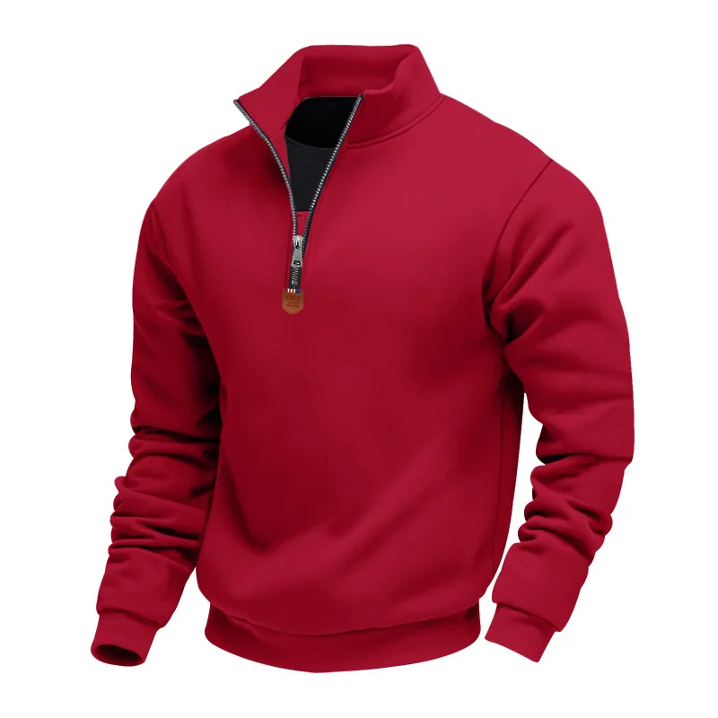 Men Quarter Zip Sweatshirt Stand Collar Fleece Lined Pullover Long Sleeve Casual Half Zip Up Warm Tops Multi‑Colors