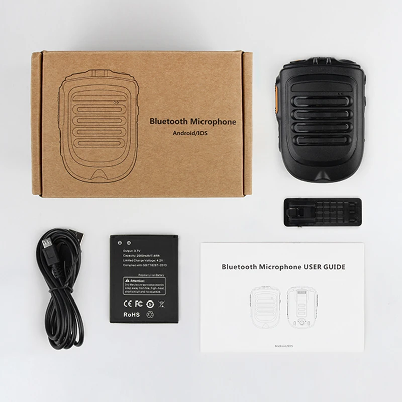 UNIWA-walkie-talkie BM001 Zello PTT, aplicaciones, Bluetooth, micrófono de mano, compatible con auriculares PPT, grupo de teléfonos móviles, interruptor de botón SOS POC