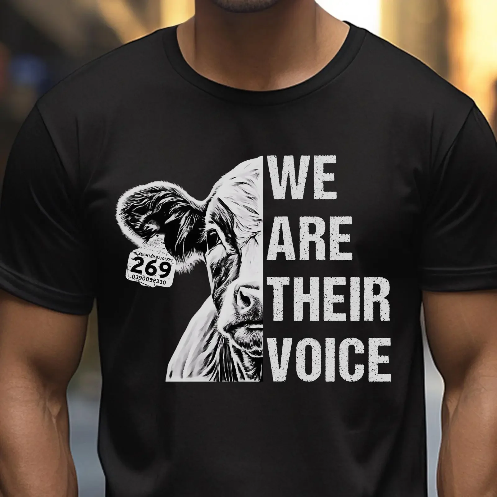 We Are Their Voice Cow Calf Print Vegan T Shirt Animal Liberation Activism for Plant Based Activists vintage Washed Comfortable