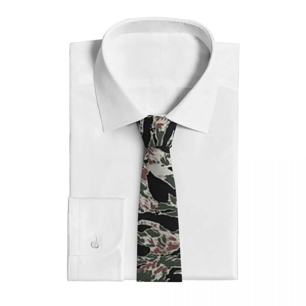 Corbata de camuflaje militar a rayas de tigre para hombre, corbatas ajustadas de poliéster y seda, trajes de boda, corbatas informales