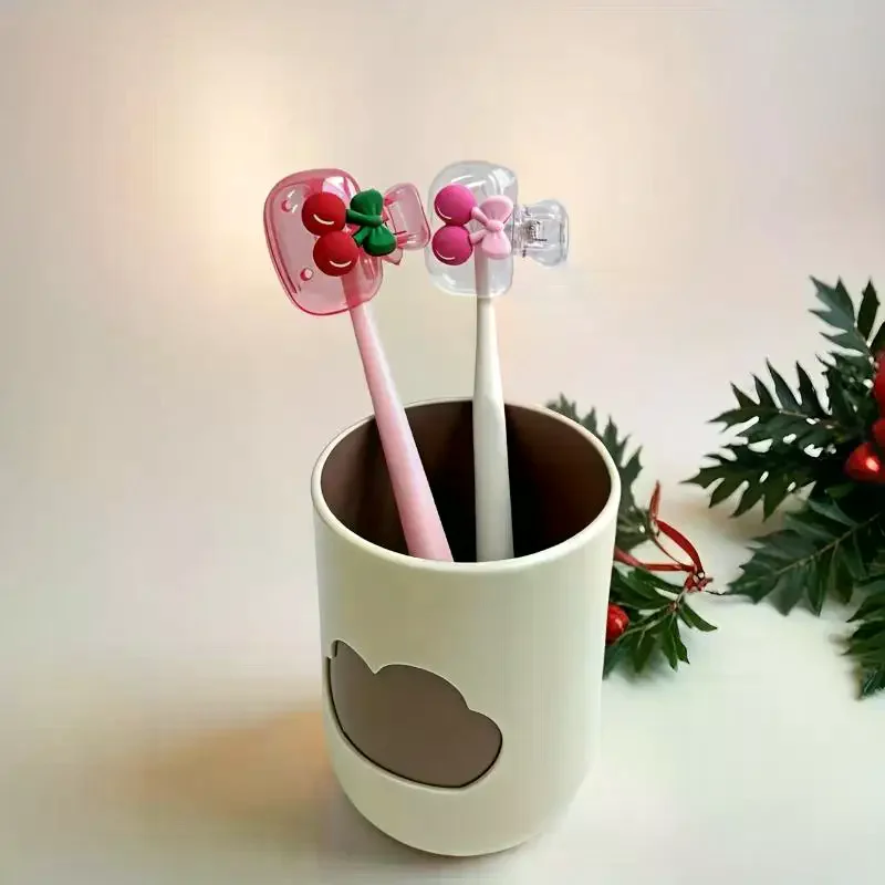 Cute Cherry Design Toothbrush Holder, Cherry Pattern,  Toothbrush Head , Features Dual Holes For Drainage And Ventilatio