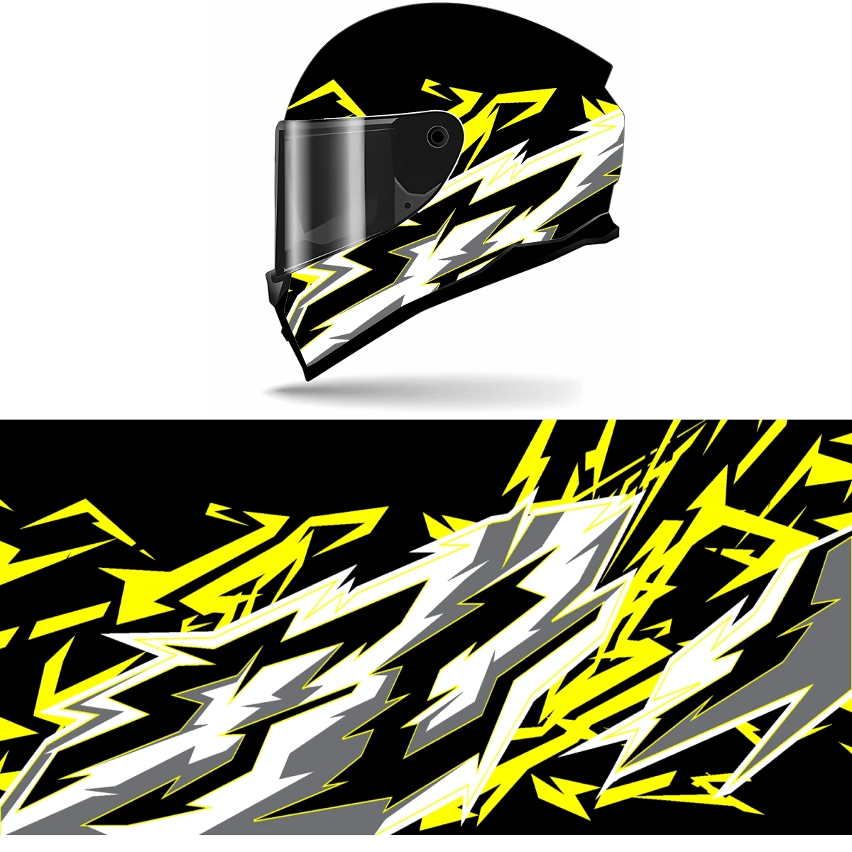 

Yellow white lightning irregular pattern Motorcycle Helmet Stickers Self Adhesive Racing Custom Helmet Wrap Vinyl Decal Stickers