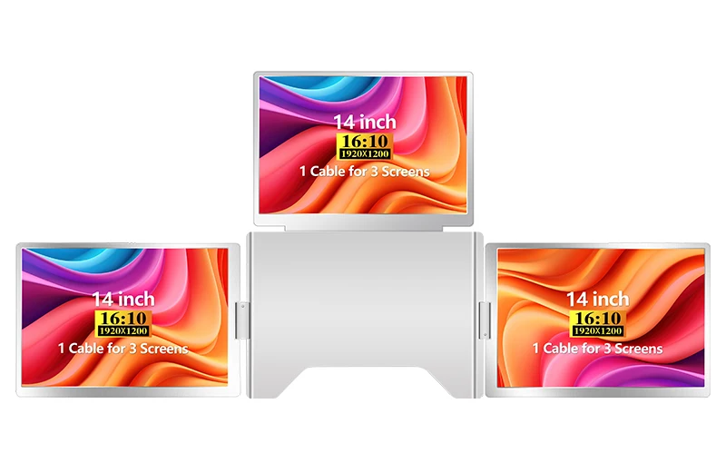 2026 Direct Sales 14 Inch Triple Folding Portable Monitor S780 with 1920x1200 IPS Panel and 100% SRGB for Multi Tasking Office