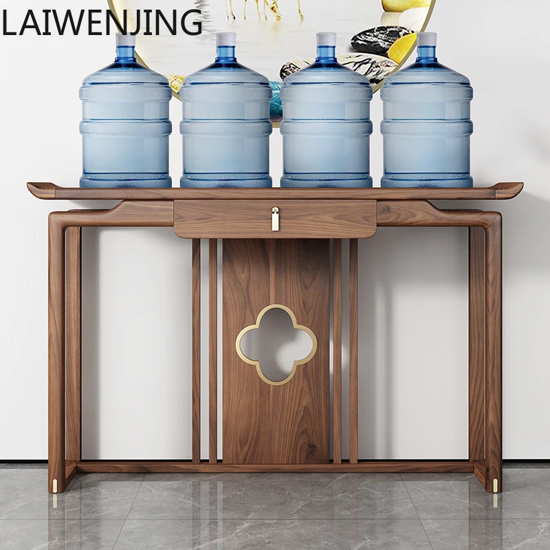 MJY new Chinese black walnut strip desk against the wall solid wood cabinet