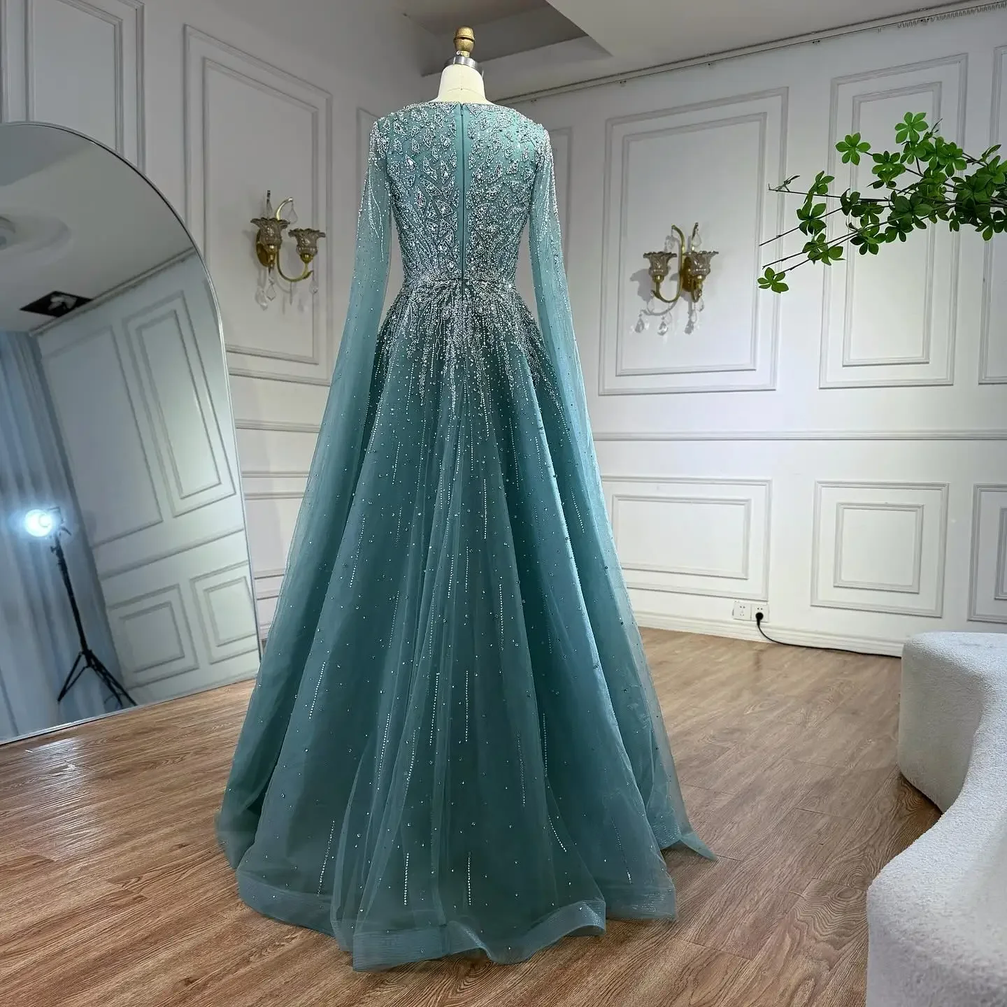 slim fit dress slacks BABARONI BABARONI Tulle Turquoise Prom Dresses A-Line Sweetheart Spaghetti Straps Appliqued Ruffle with Slit, Turquoise / US0 main image 0