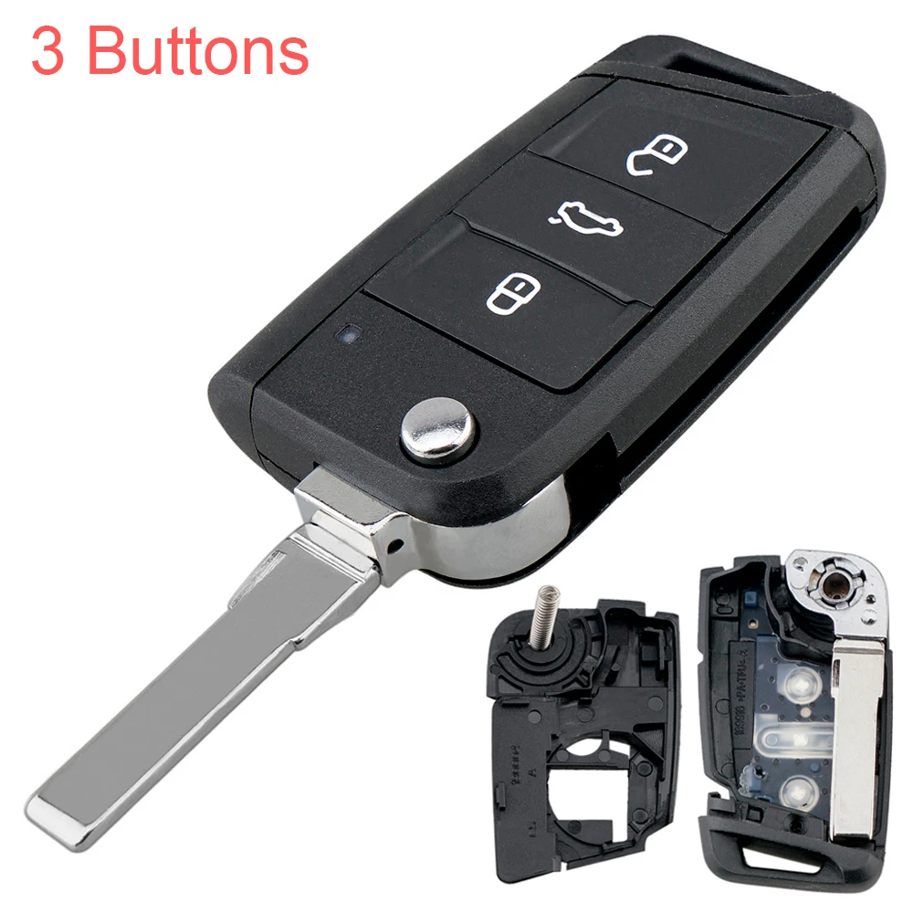 3 Buttons Modified Folding Flip Remote Car Key Cover Case Fob Fit for VW- Golf 7 MK7 Skoda Octavia A7 Seat Key Shell