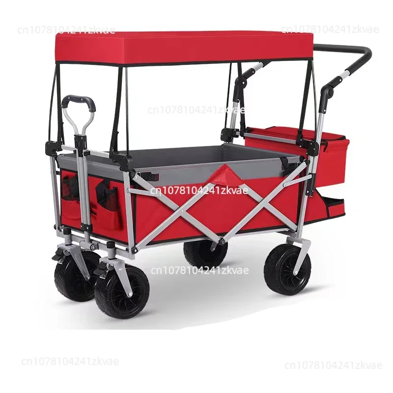 Camping wagon foldable garden hand cart with canopy folding garden trolley