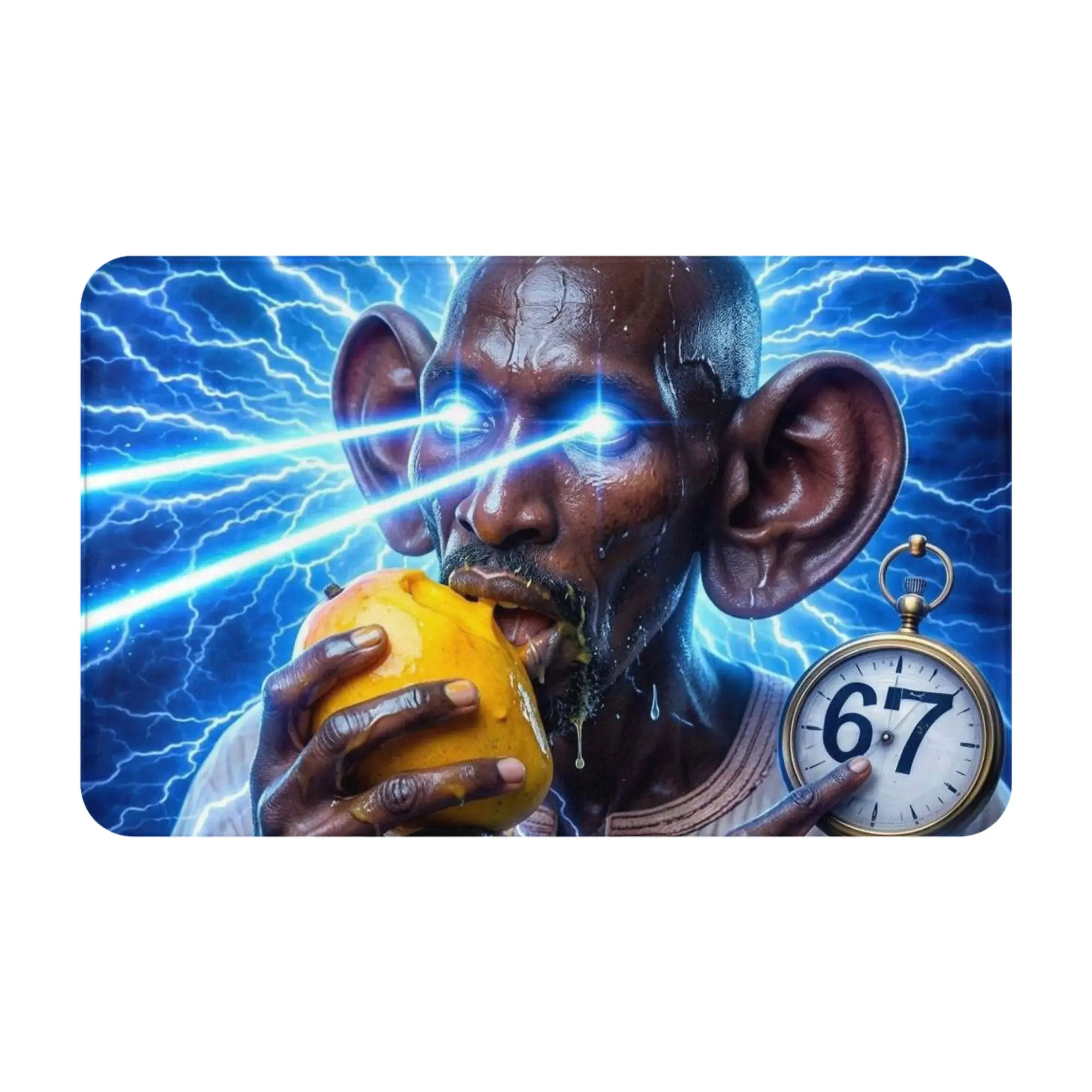 Lightning Man Eat Fruit Surreal Fantasy Art Doormat Bedroom Living Room Mat  Outdoor Home Decoration