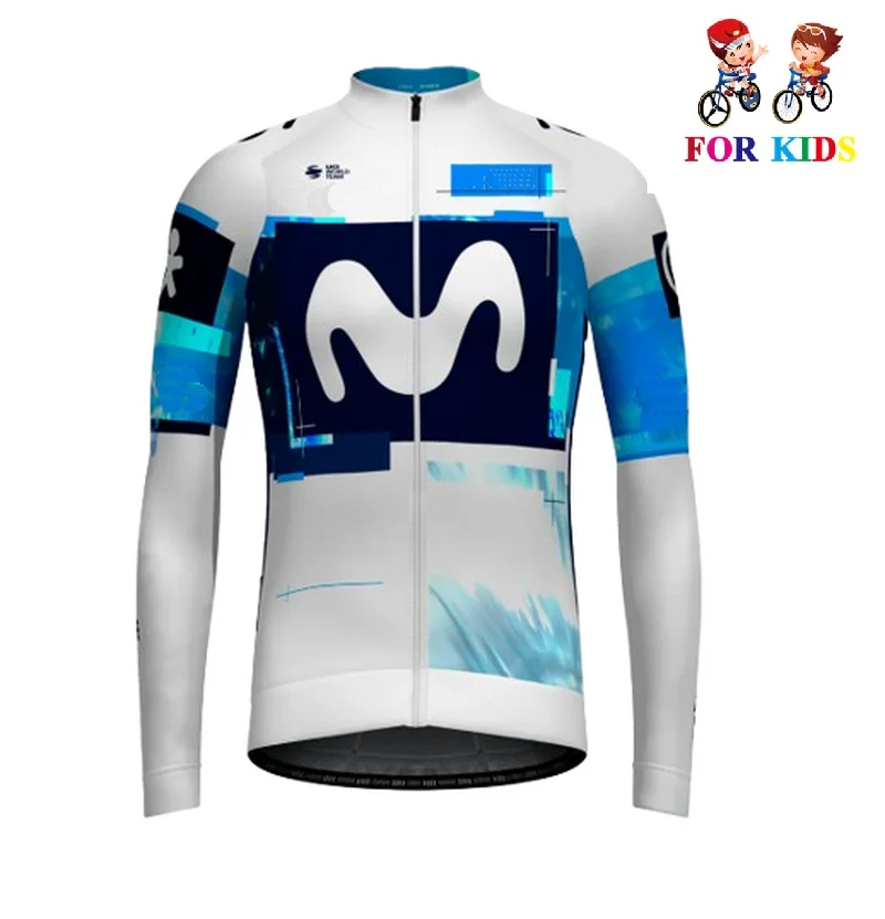 KID'S Children Spring Summer 2025 MOVISTARful Team Cycling Jerseys  Long Sleeve Men Bike Wear Cycling Clothing with Pants