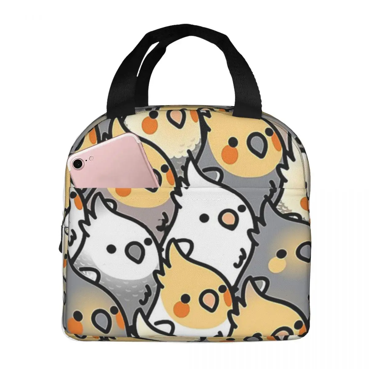 Chubby Cockatiel Party Lunch Bags Insulated Bento Box Lunch Tote Leakproof Picnic Bags Thermal Bag for Woman Kids Travel