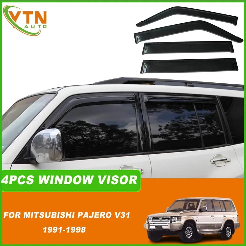 

Для Mitsubishi Pajero Montero V31 V32 V33 V46 1991-1998 годов выпуска: Дефлекторы окон (ветровики) для защиты от дождя