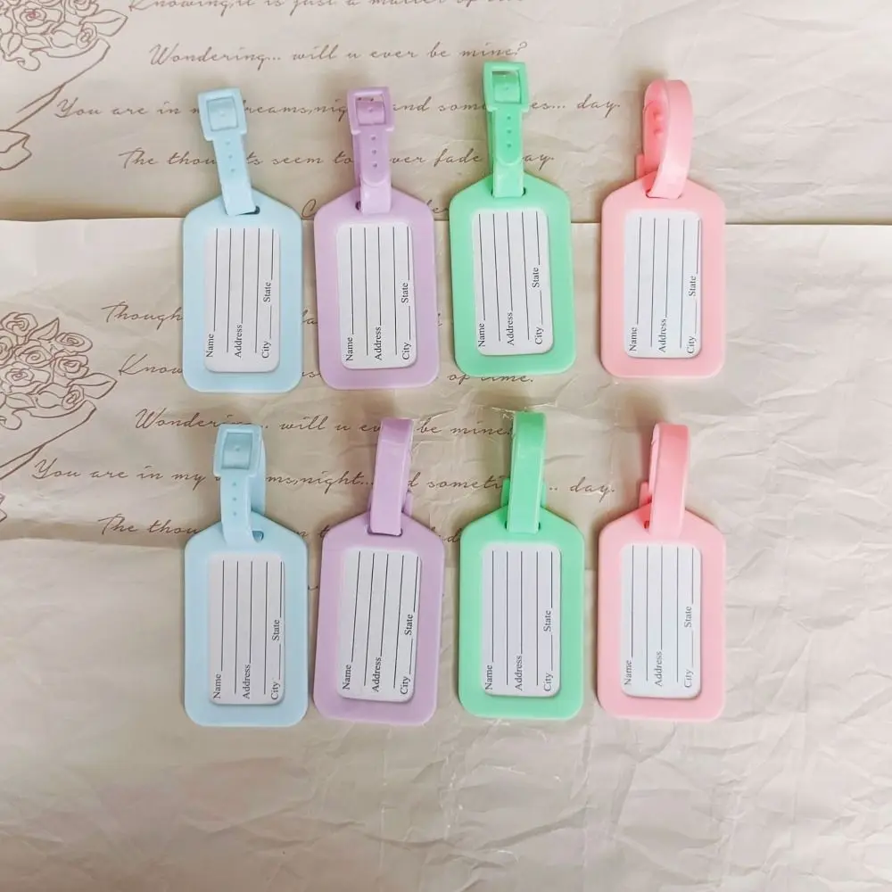 Простая цветная бирка для багажа Macaron, однотонная бирка из ПВХ для чемодана в самолете, информационная карта, форма багажа, посадочный проход для мужчин