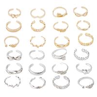 12pcs Toe Ladies Adjustable Toe Rings Summer Fashion Foot Beach Open Barefoot Finger Rings Cute Heart Feather Jewelry