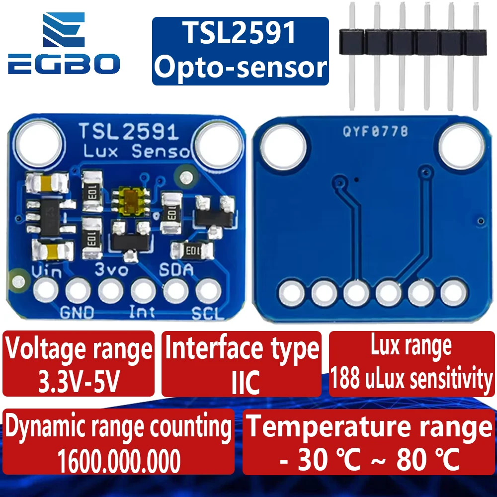 1~2PCS TSL2591 IIC I2C Light Sensor Breakout Module High Dynamic Range Digital Board TSL25911FN 3.3V 5V Diy Electronic EGBO