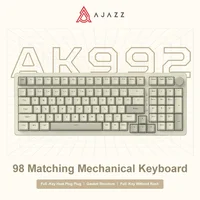 Teclado Mecánico Retro AK992 con Cable, Diseño Completo de 98 Teclas, Intercambiable en Caliente, USB, para Juegos, con Perilla Multimedia y Retroiluminación Azul