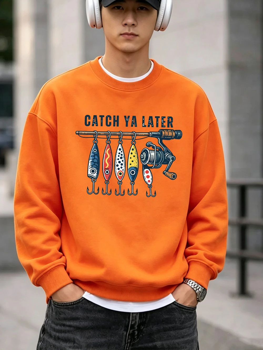 Catch You Later Prints Pullover Herren Basic Oversized Sweatshirts Jogging Casual Fleece Warmer Hoodie Winter Rundhalspullover Kleidung – Detail 16