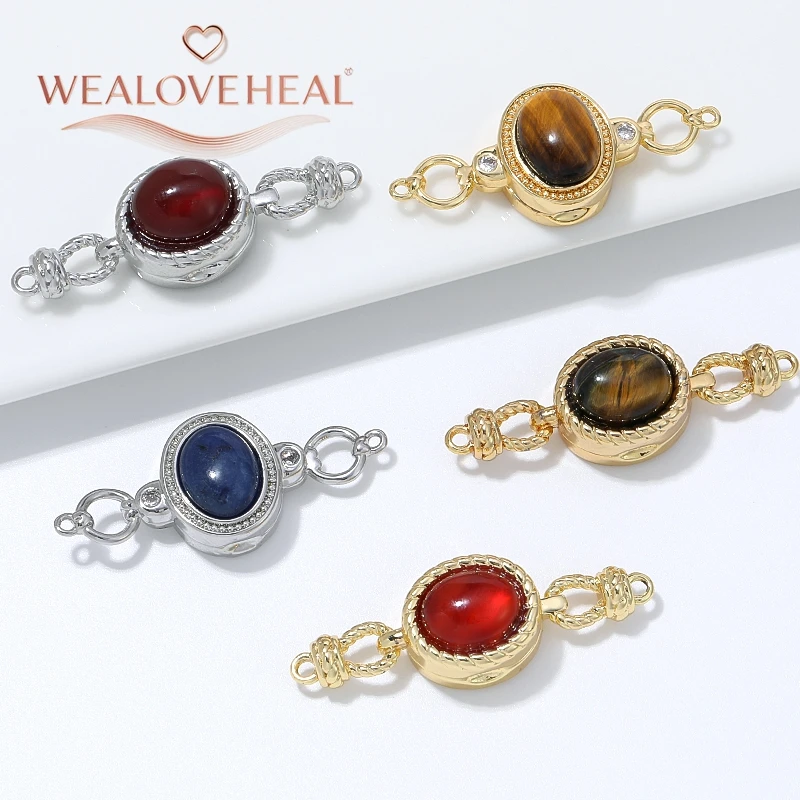 verschluss schmuck, armband verschluss, 18K Vergoldeter Messing-Magnetverschluss 37x12mm Ovaler Edelstein-Verbinder für DIY Perlenkette Armband Schmuckherstellung Zubehör – Detail 18