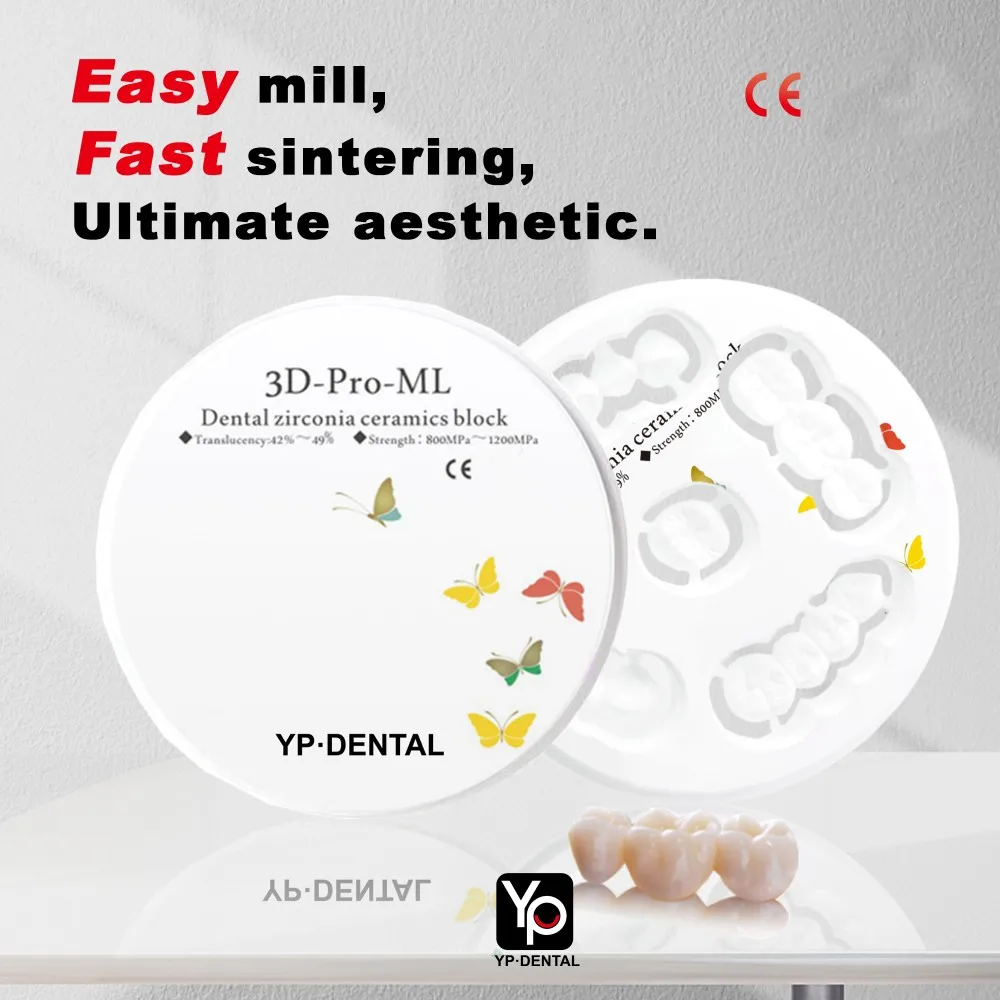 3D PRO 98 Multilayer Zirconia Dental Disc Veneers Teeth Cad/Cam Factory Price Dental Laboratory Zirconia Block A1 A2 A3
