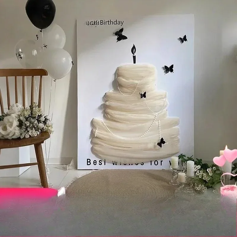 Boys and girls ins style arrangement birthday party first year banquet scene decoration background kt board