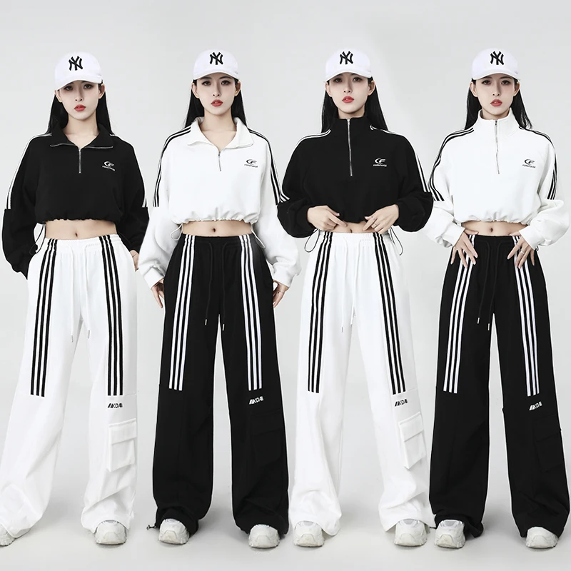 طقم رقص فيتن للنساء، زي أداء الجاز للطالبات، ملابس لفعاليات نهاية العام من القطن المرن