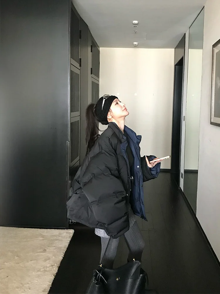 

Skk Store Double-Sided Wearable White Duck down Jacket Pin Shape Design Fashionable Korean Style Women's Winter Coat Warmth