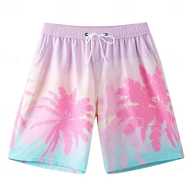 

Tropical Floral Striped Beach Shorts Men Quick Dry Casual Shorts For Summer Street Party Vacation Daily Leisure Outdoor Sports