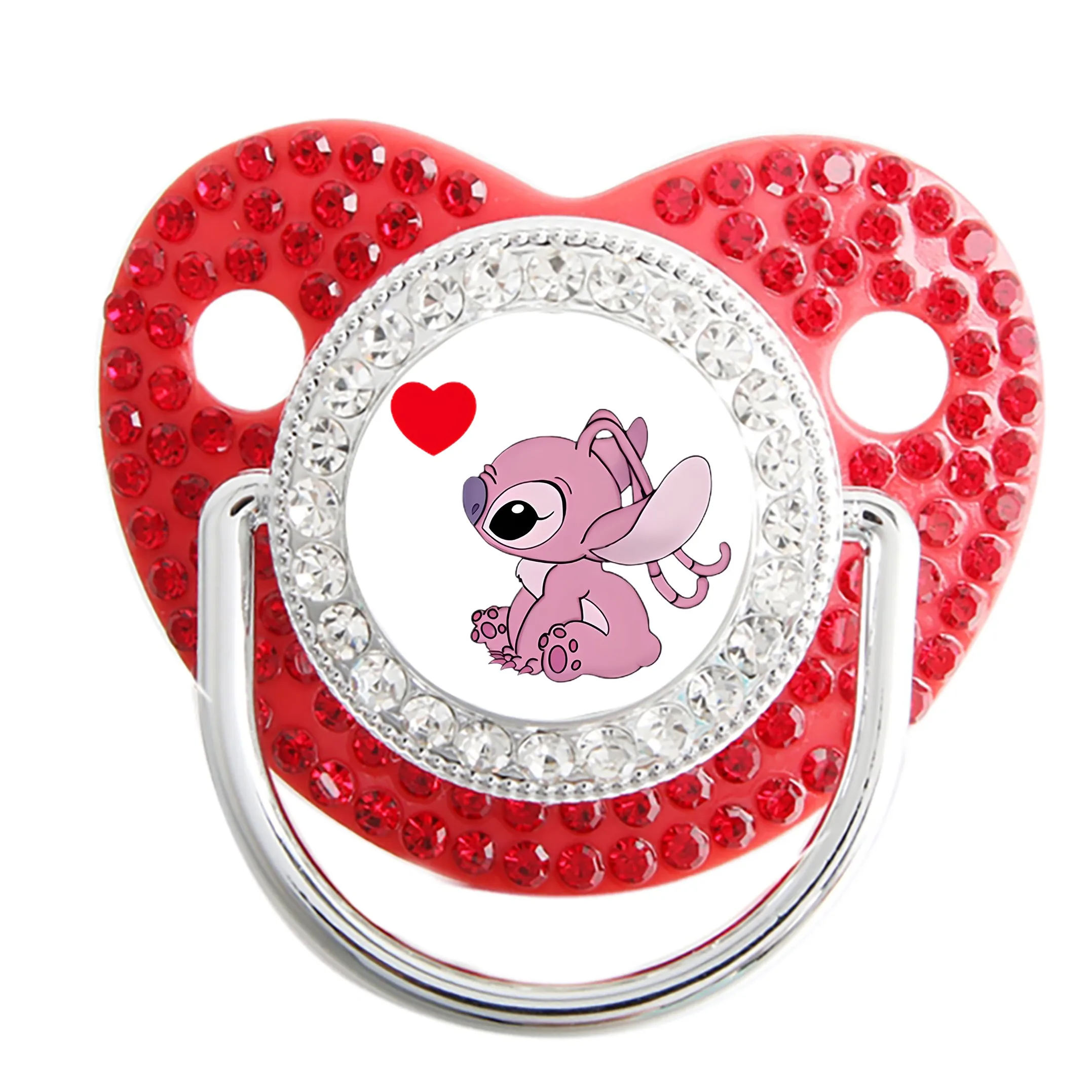 [Favorito do bebê] Todos os clipes de corrente de chupeta de bebê de zircão da Stitch incluem suportes de chupeta de desenho animado mamilos de silicone luxuosos