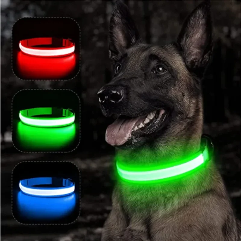 

Nighttime anti loss dog collar USB charging light LED collar light adjustable soft safety night light flashing pet supplies