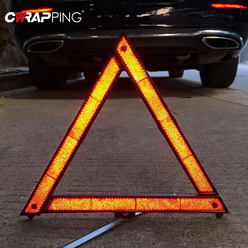 Car Rescue Tool Auto Tripod Folded Stop Sign Reflector Car Emergency Breakdown Warning Triangle Red Reflective Safety Hazard