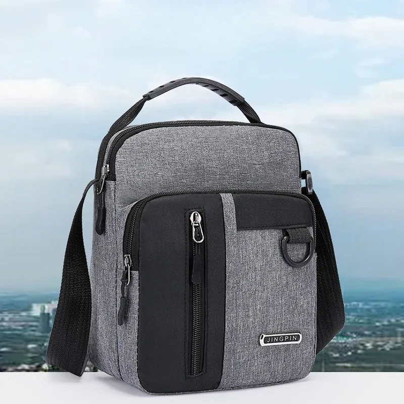 

Men's Crossbody Bag 2025 New Simple Multi-Layer Shoulder Bag Large Capacity Solid Color Tote Bag