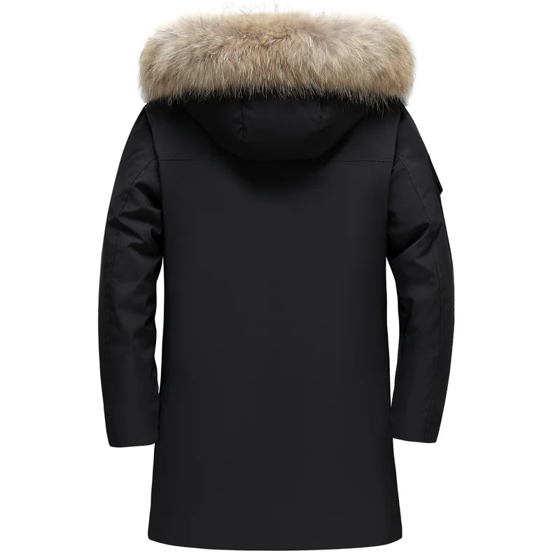 New Real Fur Collar Men\'s Down Jacket Hooded Warm Winter Coat Men 90% White Duck Long Parka Hight Quality Man Overcoat