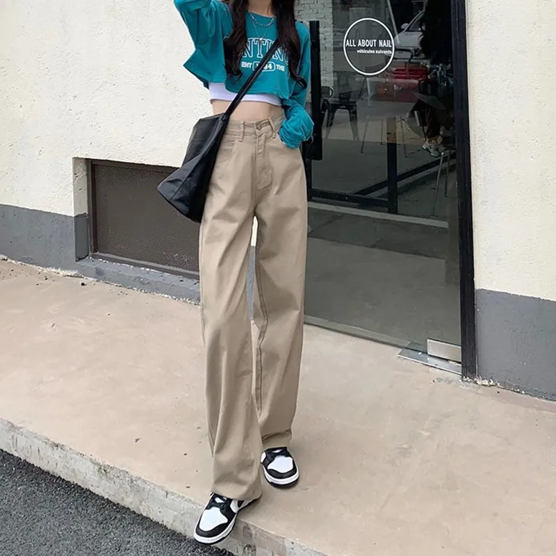 American Harajuku Straight Jeans Women Wide Leg Denim Pants Streetwear Trousers Casual Vintage Women's Pants Female Jeans