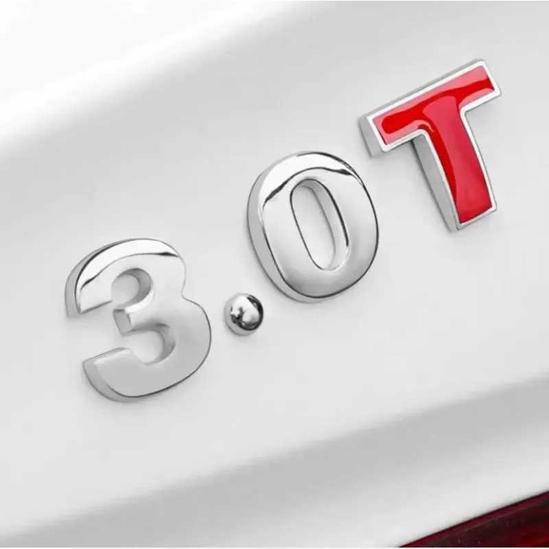 Car Refit Digital Normally Aspirated Turbo 3.0T 2.0T 1.8L 2.4L 1.5T Rear Trunk Solid Displacement Metal Logo Body Car Sticker