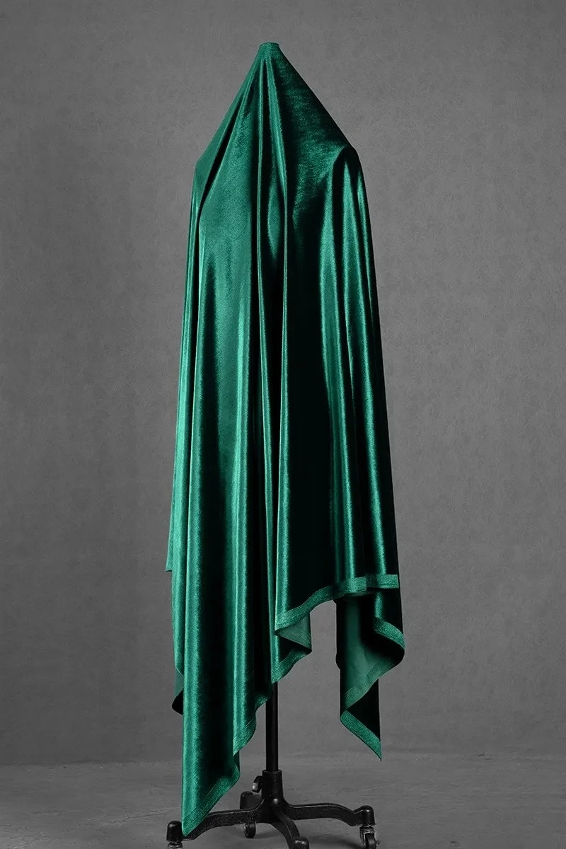 Solid colored velvet fabric four sided elastic sewing dress cheongsam base shirt wide leg pants glossy velvet fabric