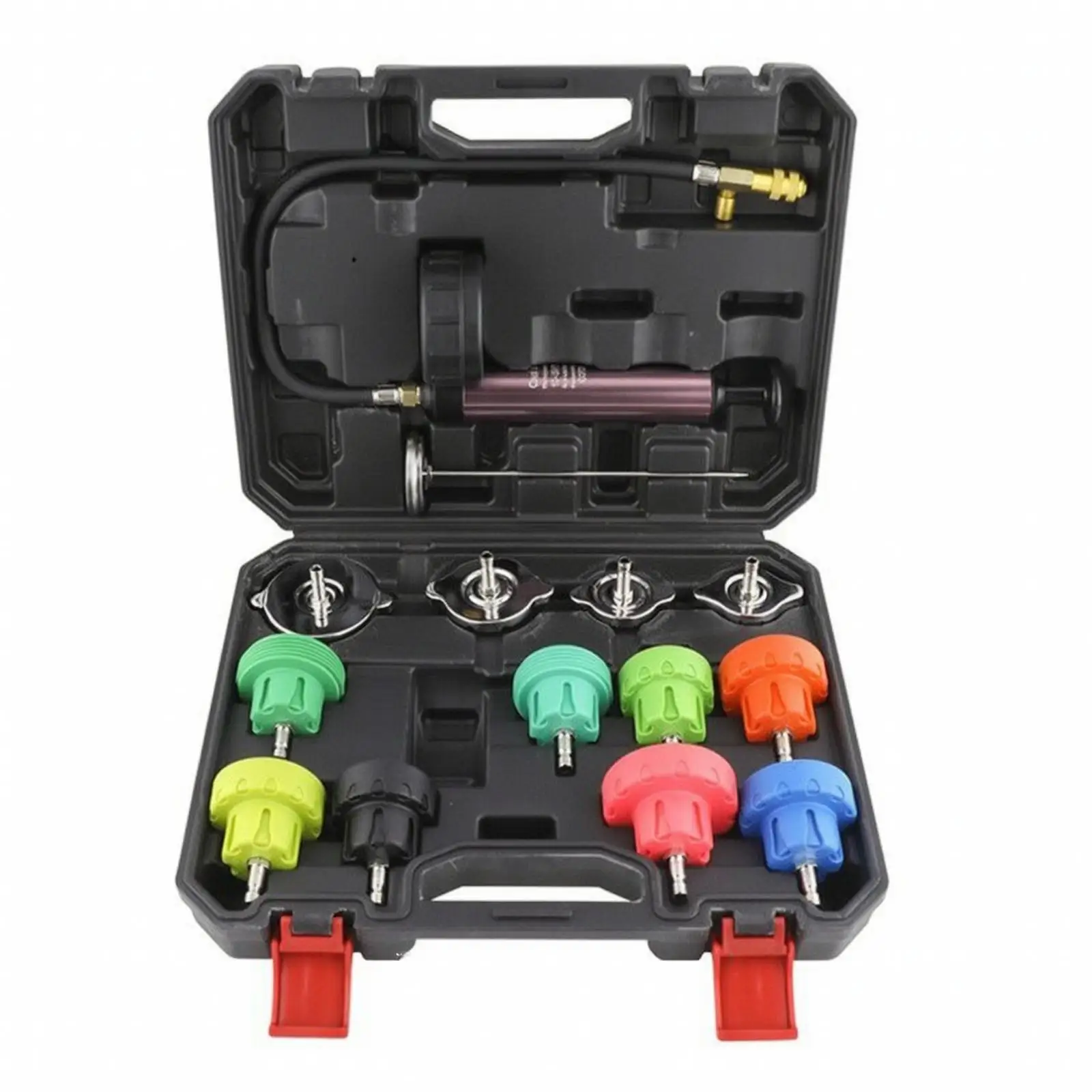 Radiator Pressure Tester Kit Cooling System Leak Checker with Flexible Hose and Adapters for Mechanics