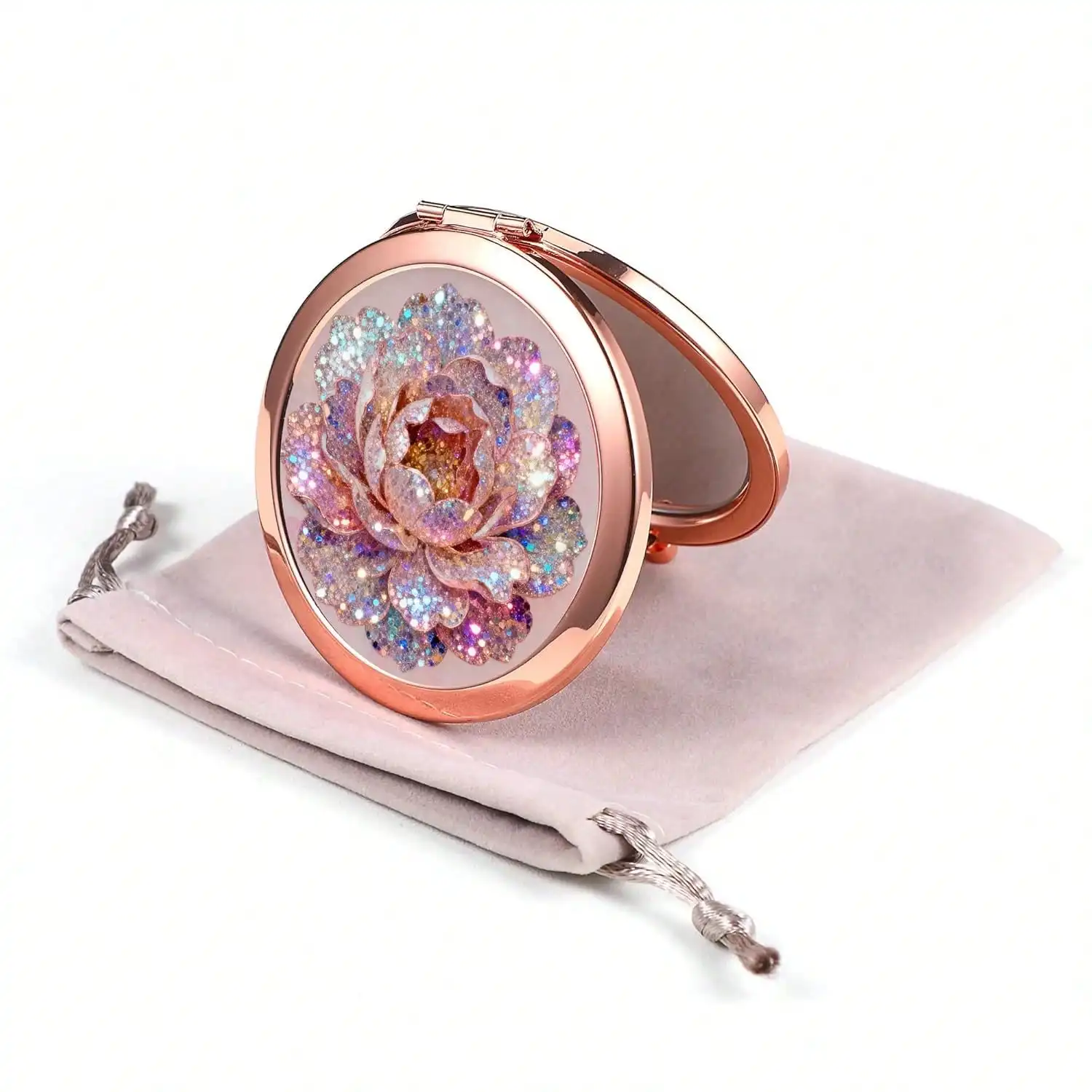 

Mini Pocket Mirror Portable Hand Mirror Double-Sided 2 X 1x Magnification For Woman Girls